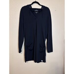 Coolibar Black Catalina Beach Cover-up Dress UPF 50+ Protection Size XL Hoodie